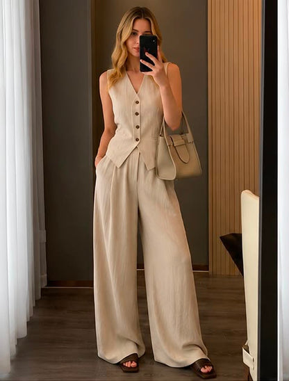 Conjunto Chaleco + Pantalón Palazzo | Elegancia Atemporal